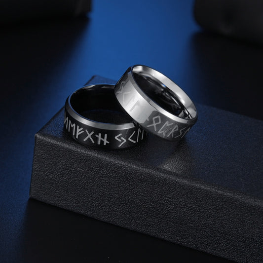Stainless Steel Rune Ring.
