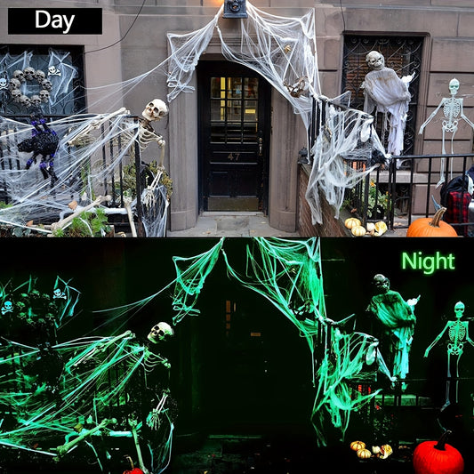 Glow in The Dark Webs and Spiders